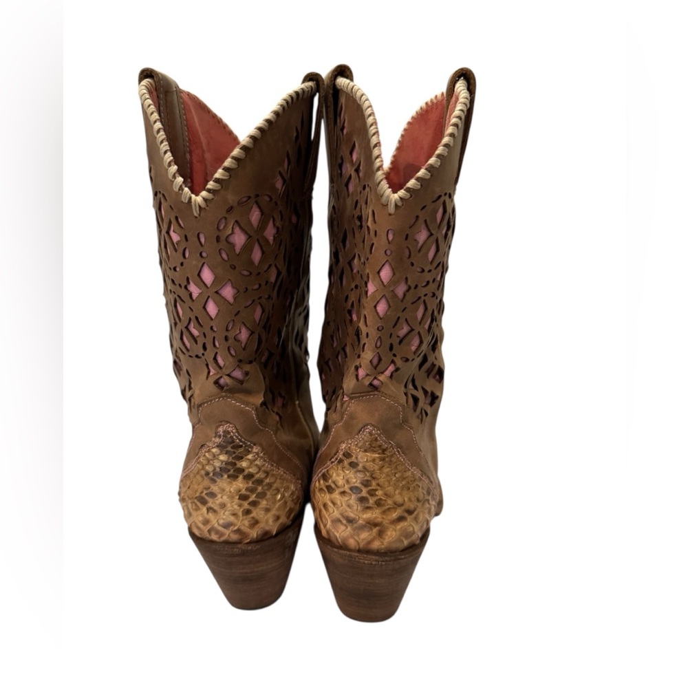 Corral Snakeskin Laser Cut Western Boots Size 9M - Picture 5 of 15